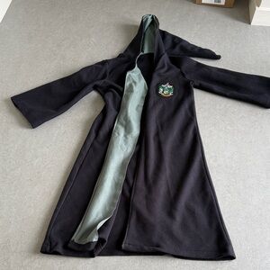 Harry Potter Slytherin Black Hooded Robe with Green Lining